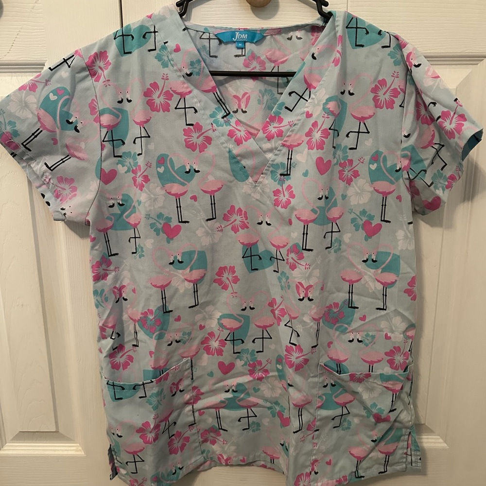 Flamingo scrub top
